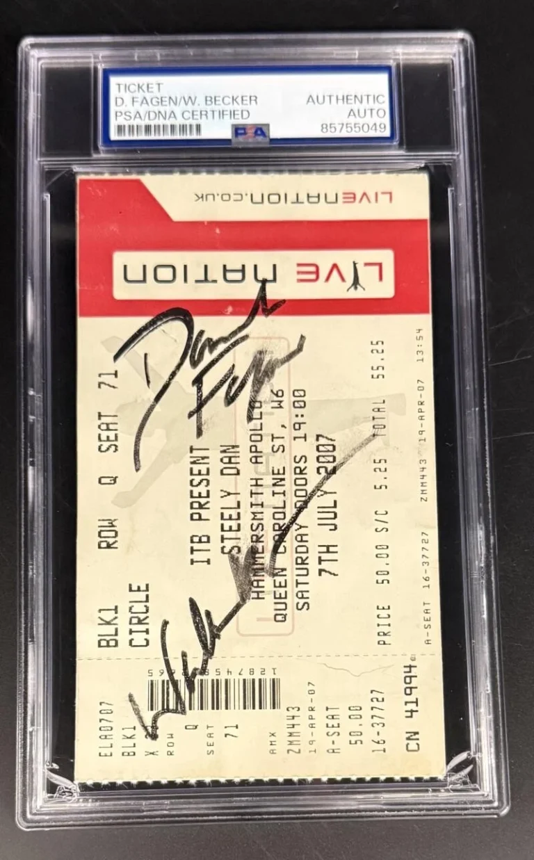Donald Fagen & Walter Becker Signed Autograph PSA/DNA Slabbed Steely Dan Ticket