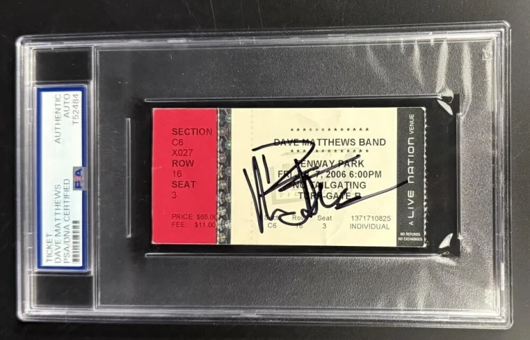 Dave Matthews Signed Autograph PSA/DNA COA Slabbed Fenway Park 2006 Ticket Band