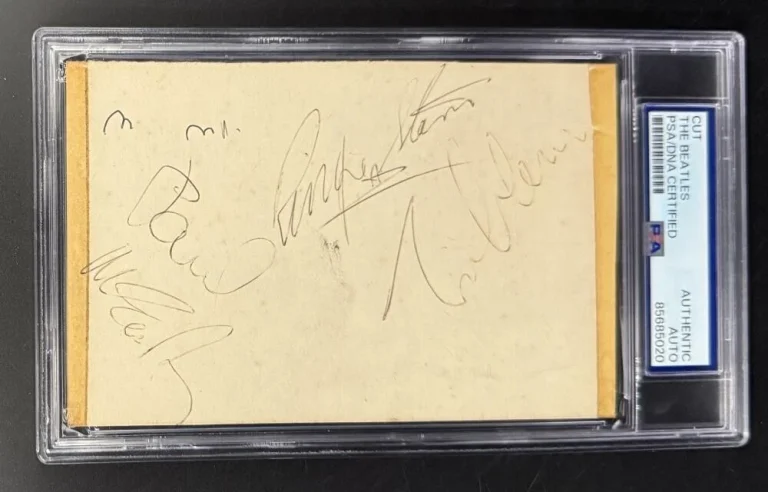 The Beatles x3 Signed Autograph PSA/DNA Cut - Paul McCartney John Lennon Ringo
