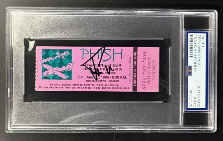 Trey Anastasio Phish Signed Autograph PSA/DNA COA Slabbed NY Ball Pollock Ticket