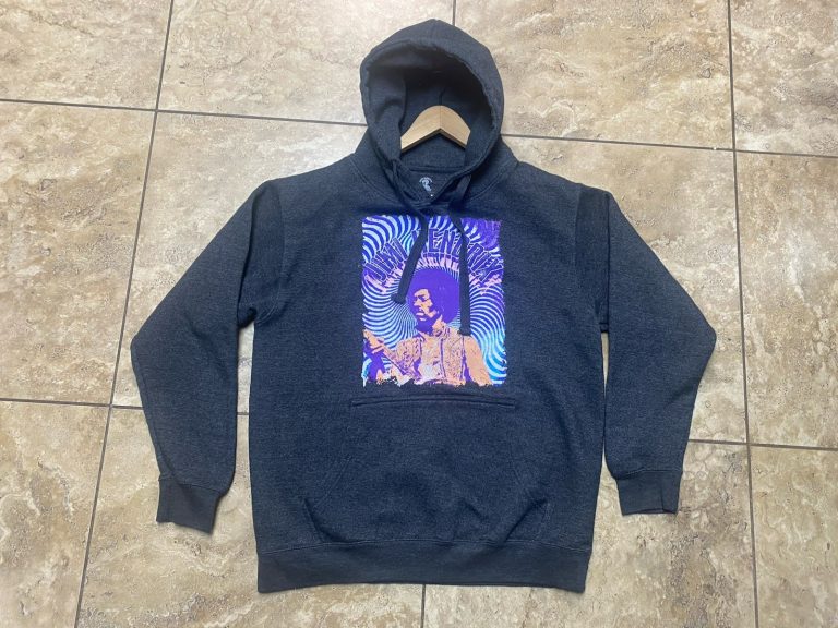 Authentic Hendrix Jimi L Gray Hoodie Sweatshirt