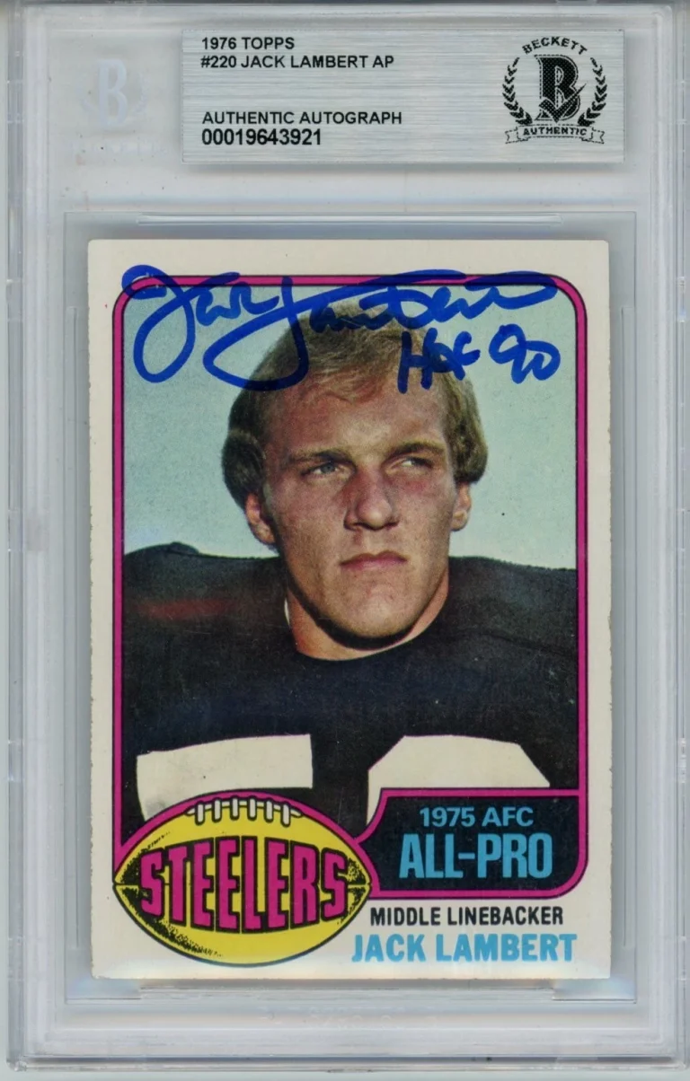 Jack Lambert Autographed/Signed 1976 Topps #229 Slab Trading Card Beckett 56931