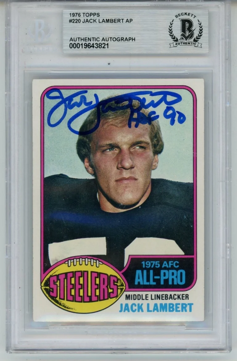 Jack Lambert Autographed/Signed 1976 Topps #229 Slab Trading Card Beckett 56934