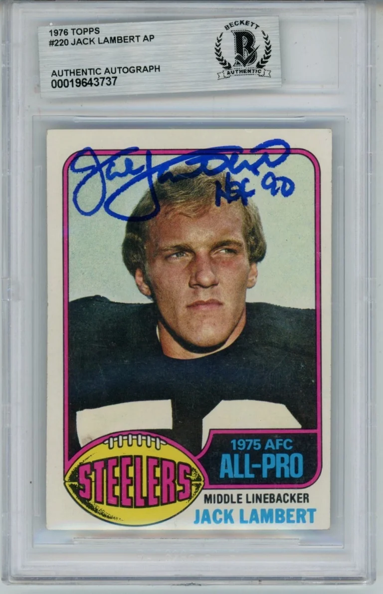 Jack Lambert Autographed/Signed 1976 Topps #229 Slab Trading Card Beckett 54016