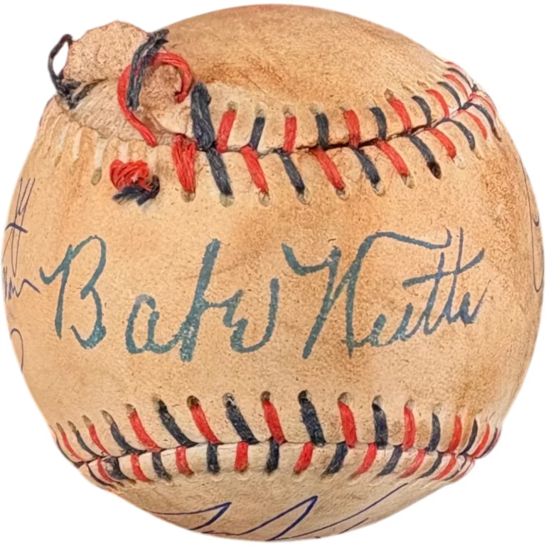 Sandlot Autographed/Signed Babe Ruth Ripped Custom Baseball 6 Sigs Beckett 52769