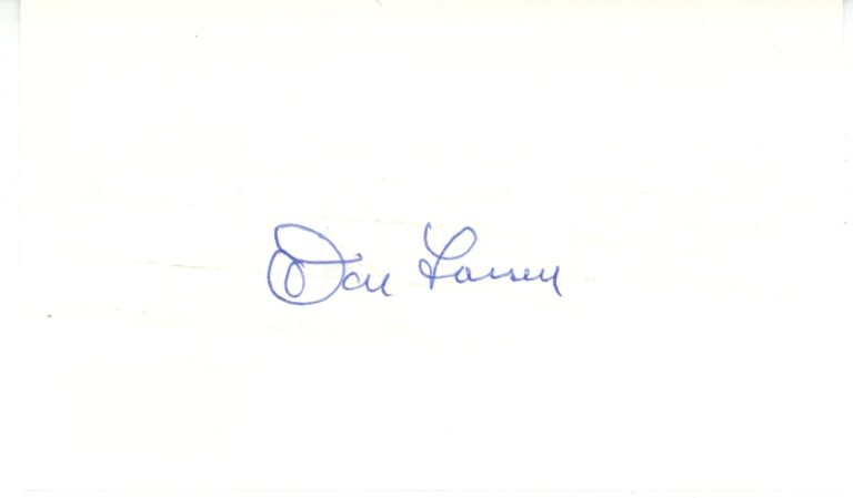 Don Larson Autographed/Signed New York Yankees Index Card Beckett 56532