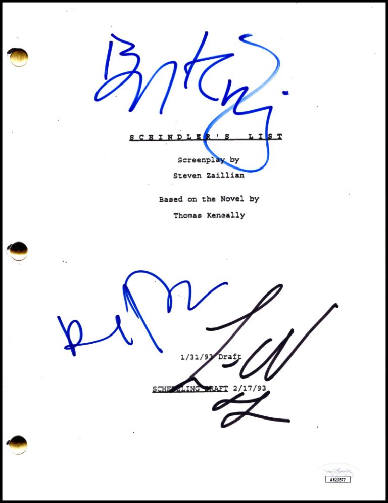 Liam Neeson Ralph Fiennes Kingsley Signed Autograph Schindler's List Script JSA