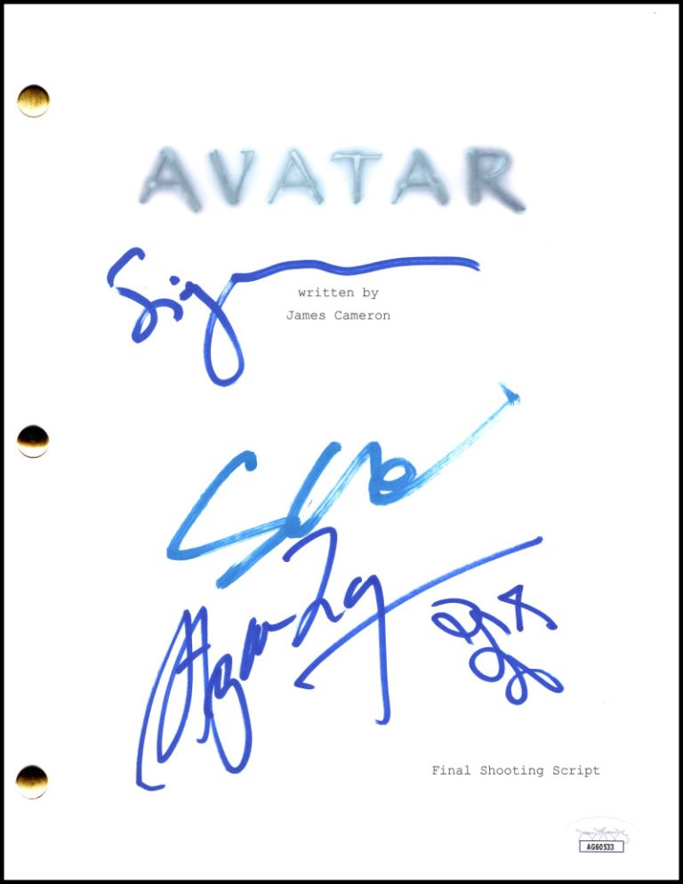 Zoe Saldana Sigourney Weaver Sam Worthington & Lang Signed Avatar Script JSA COA