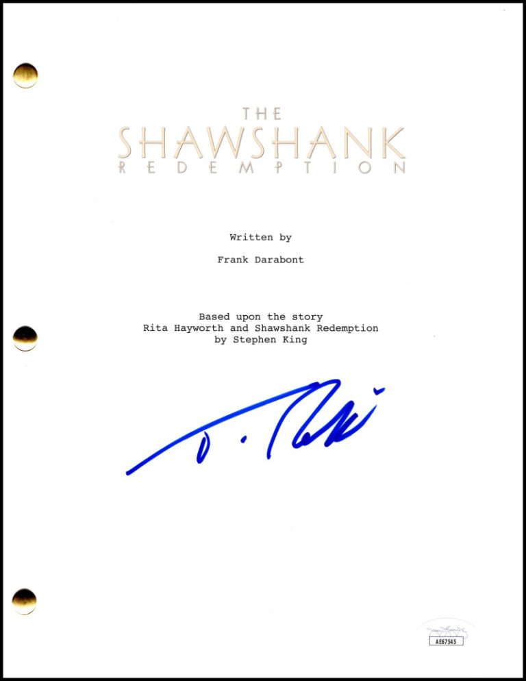 Tim Robbins Signed Autograph The Shawshank Redemption Script Screenplay JSA COA