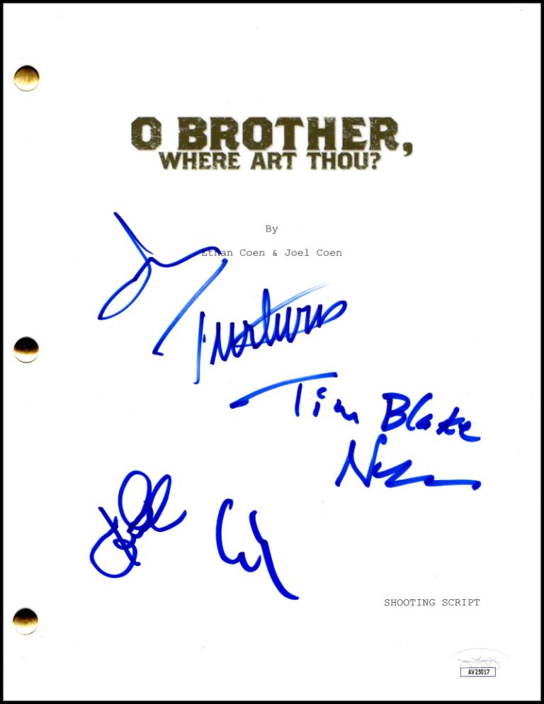 George Clooney Goodman +2 Signed Autograph O Brother Where Art Thou Script JSA