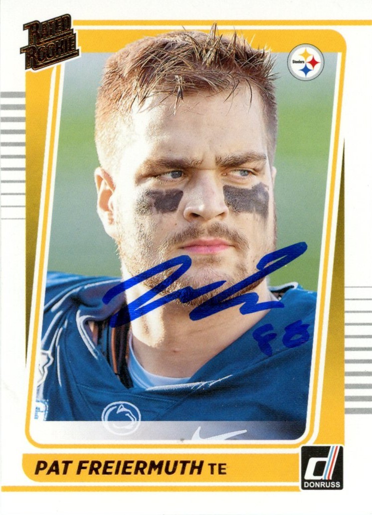 Pat Freiermuth Signed 21 Donruss Rated Rookie Gold Foil #281 Card Beckett 57003