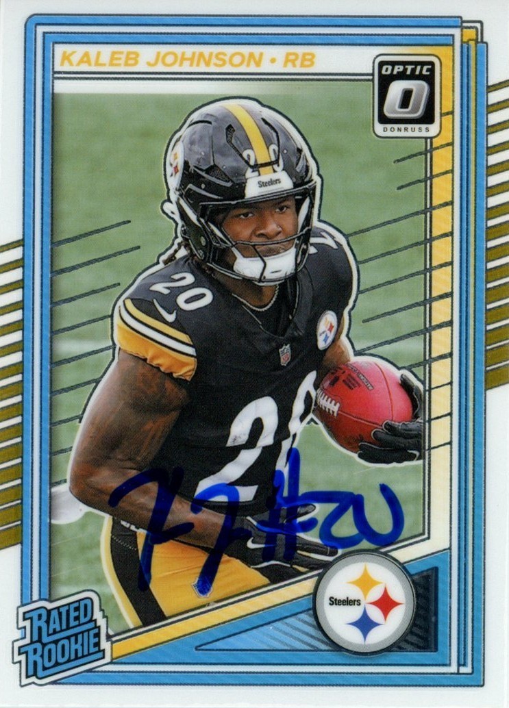 Kaleb Johnson Autographed Steelers 25 Donruss Optic Base #232 Card Beckett 57022