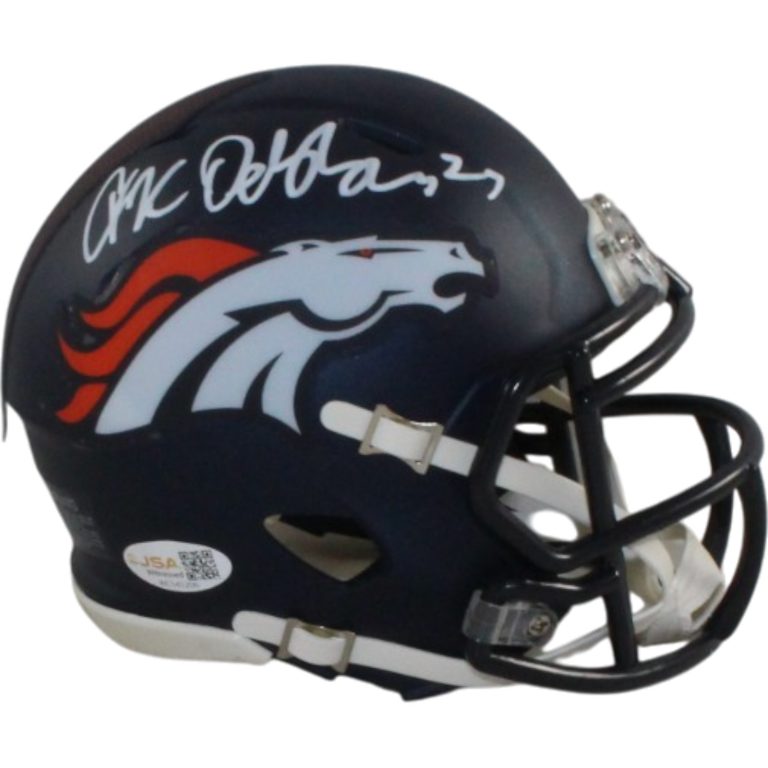 JK Dobbins Autogrraphed/Signed Denver Broncos Speed Mini Helmet JSA 57169