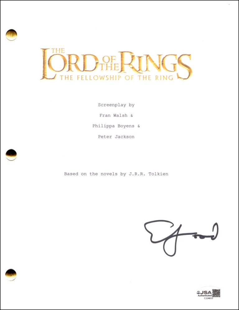 Elijah Wood Signed Autograph Lord of the Rings Fellowship of the Ring Script JSA