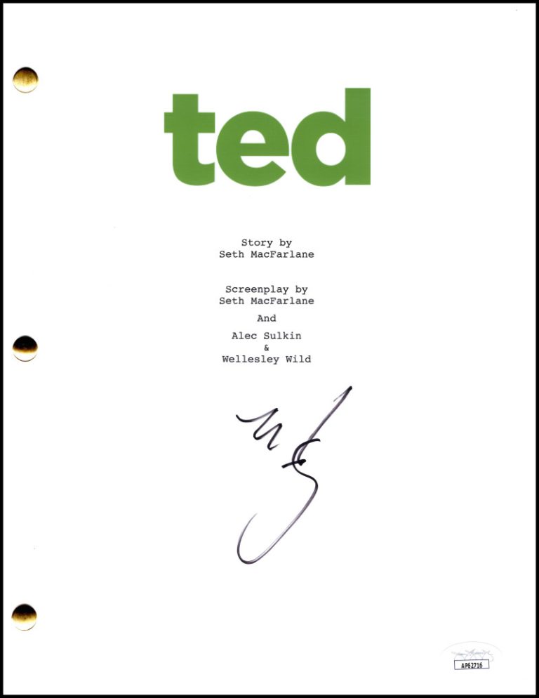 Mark Wahlberg Signed Autograph Ted Full Movie Script Screenplay w/ JSA COA