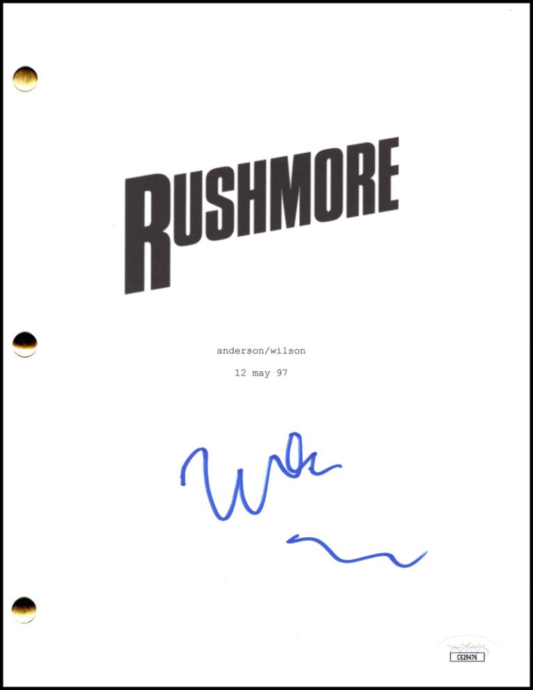 Wes Anderson Signed Autograph Rushmore Full Movie Script Screenplay w/ JSA COA