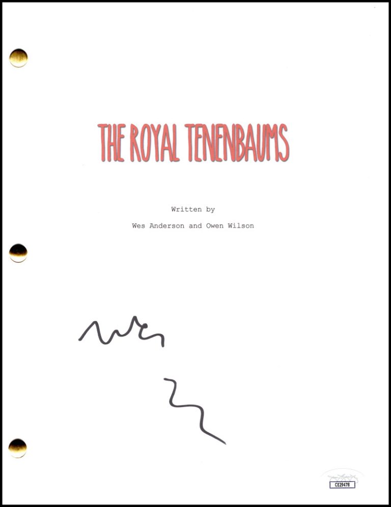 Wes Anderson Signed Autograph The Royal Tenenbaums Script Screenplay w/ JSA COA
