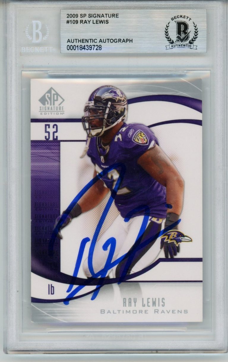 Ray Lewis Autographed 2009 UD SP #109 Slabbed Trading Card Beckett 53495