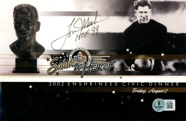 Tom Mack Signed Los Angeles Rams 2002 Enshrinees Dinner Program Beckett 57198