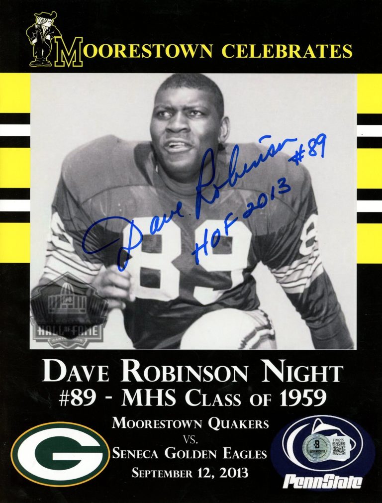 Dave Robinson Signed 2013 Moorestown Dave Robinson Night Program Beckett 57208