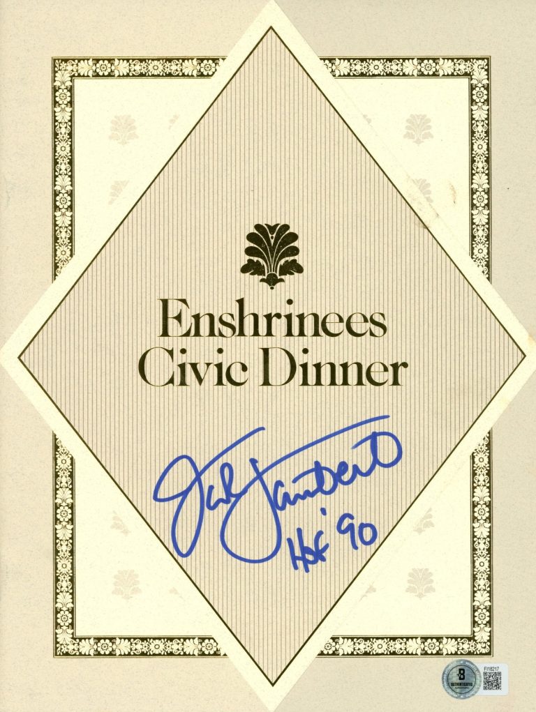 Jack Lambert Signed Pittsburgh Steelers 1990 Enshrinees Dinner Program BAS 57215
