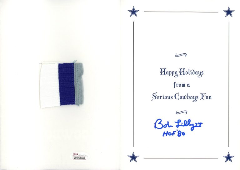 Bob Lilly Autographed/Signed Dallas Cowboys Christmas Card JSA 57235