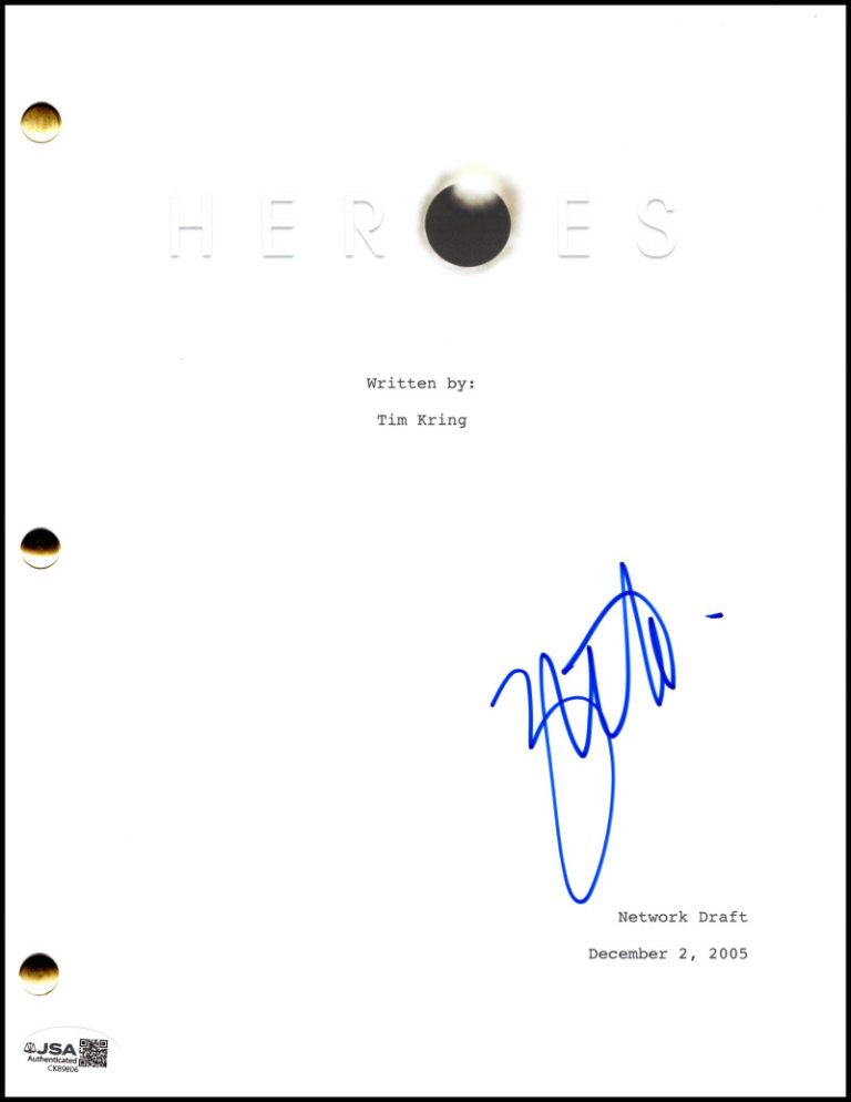 Zachary Quinto Signed Autograph Heroes Full Pilot Script Screenplay w/ JSA COA