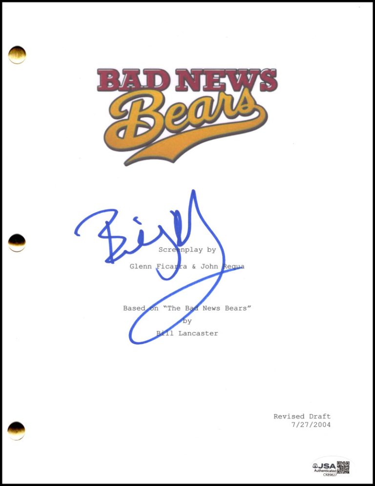 Billy Bob Thornton Signed Autograph Bad News Bears Full Script Screenplay w/ JSA