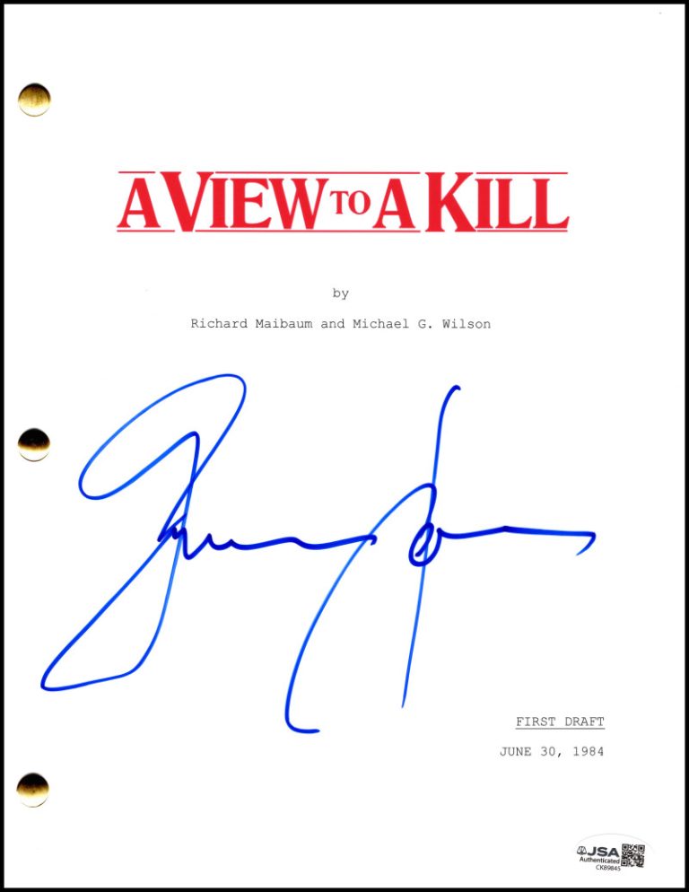 Grace Jones Signed Autograph James Bond A View to a Kill Full Script w/ JSA COA