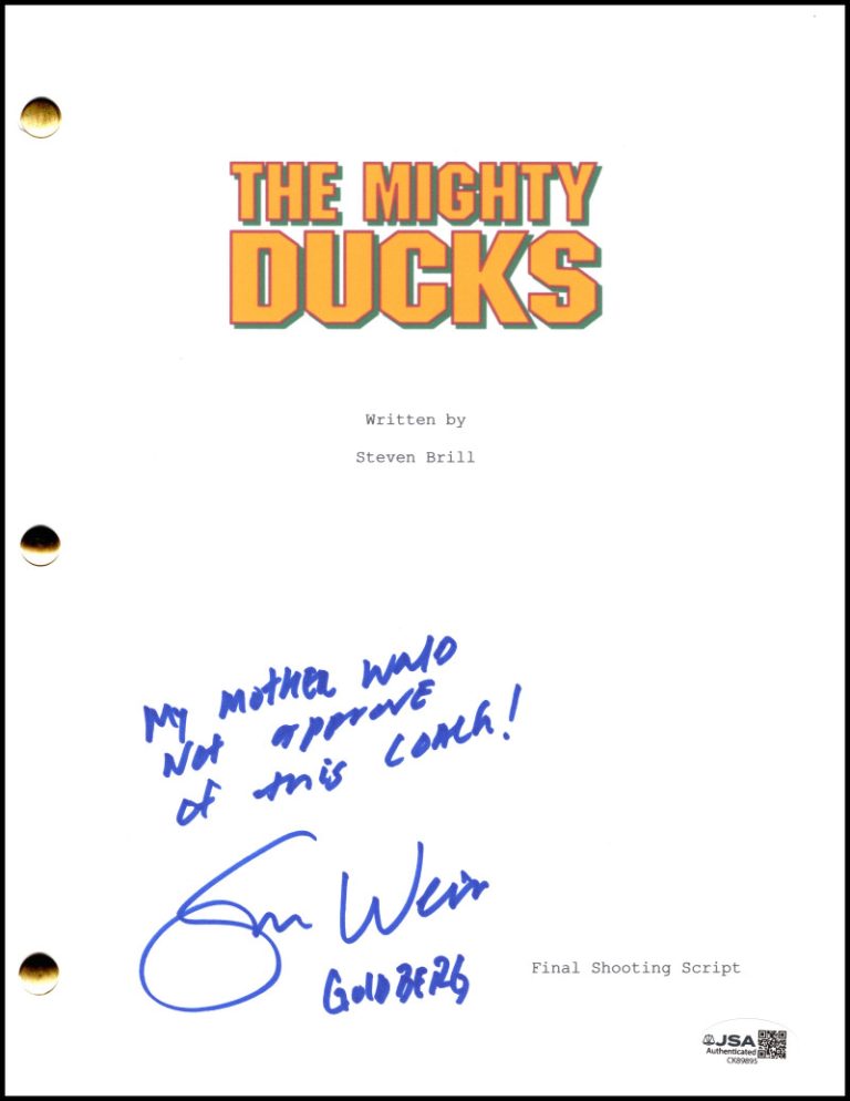 Shaun Weiss Signed Autograph Might Ducks Script Screenplay w/ Iconic Quote JSA