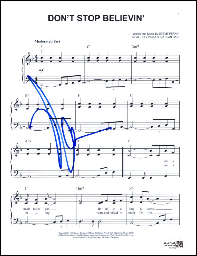 Neal Schon Journey Signed Autograph Don't Stop Believin Sheet Music w/ JSA COA