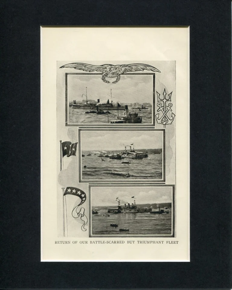 Return Of The Fleet 1898 Spanish American War Original Book Photo Display