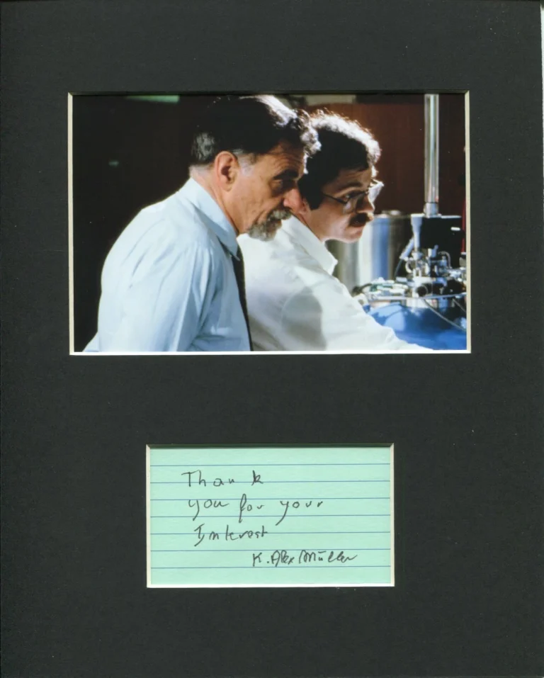 K. Karl Alex Muller 1987 Nobel Prize Physics Rare Signed Autograph Photo Display