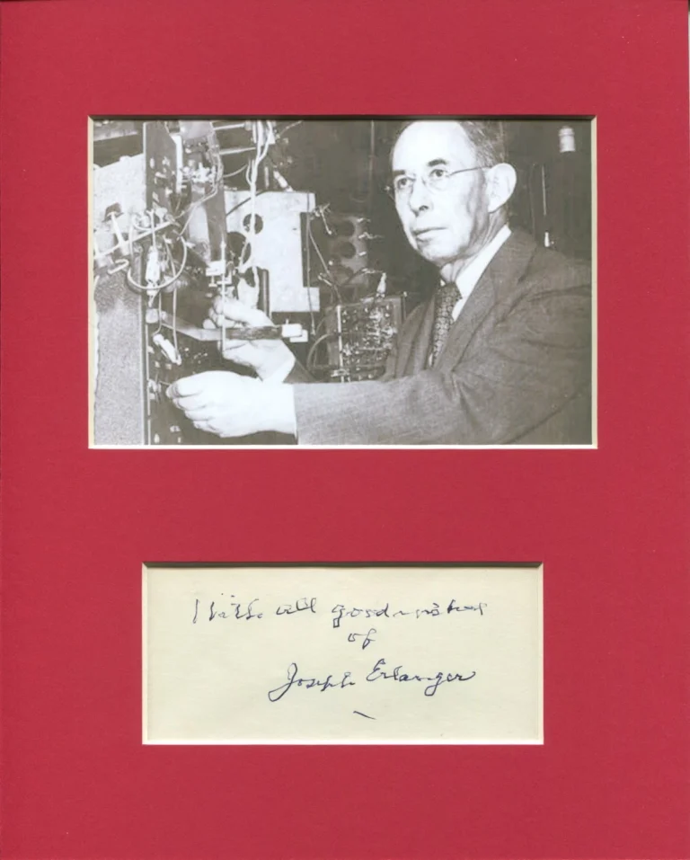 Joseph Erlanger 1944 Nobel Prize Medicine Rare Signed Autograph Photo Display