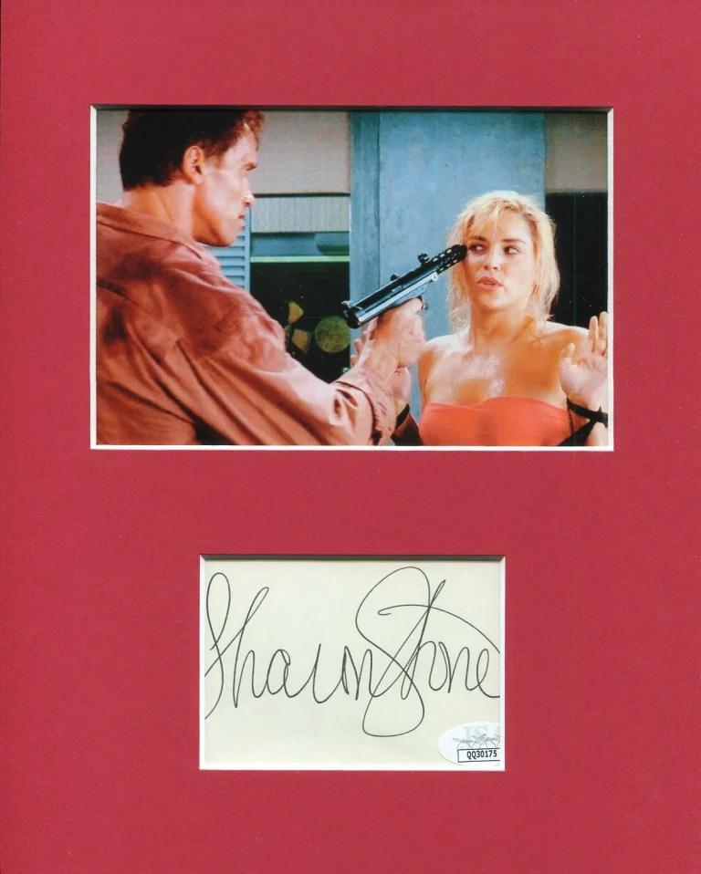 Sharon Stone Total Recall Signed Autograph Photo Display JSA W/ Schwarzenegger