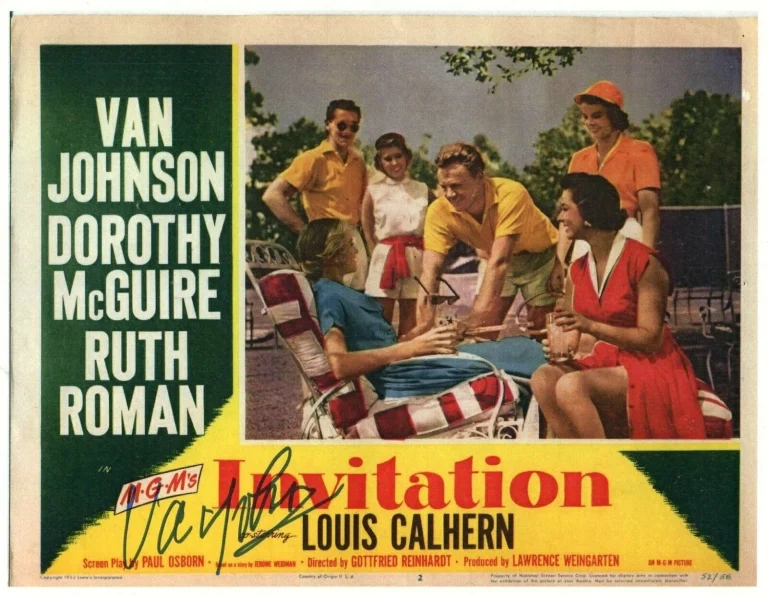 Van Johnson Invitation Caine Mutiny Battleground Star Signed Autograph Photo