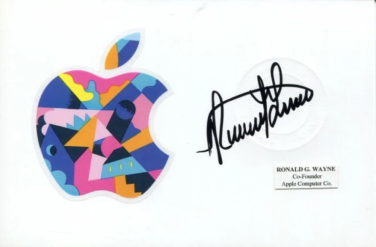 Ronald Wayne Apple Computer Company Rare Co-Founder Signed Autograph Logo Photo