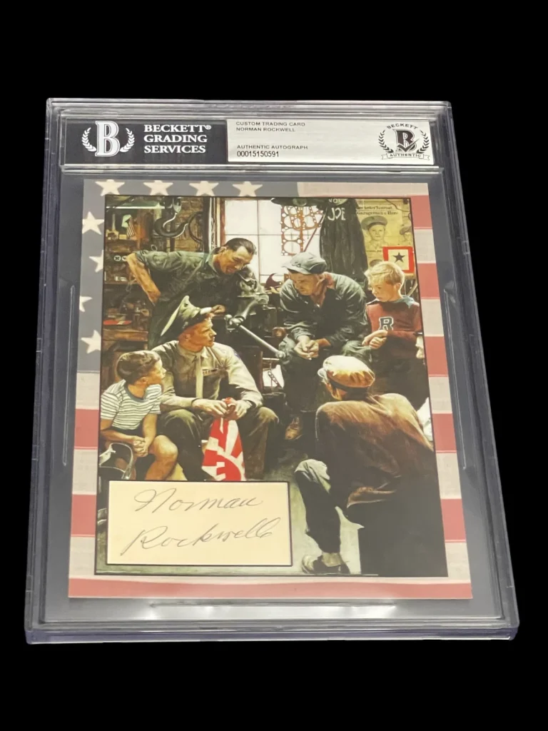 Norman Rockwell Artist Painter Americana Signed Autograph Photo Slab BAS Beckett