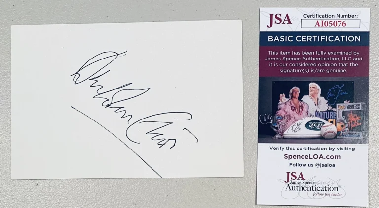 Denholm Elliott Signed Autographed 4x6 Card JSA Indiana Jones Trading Places