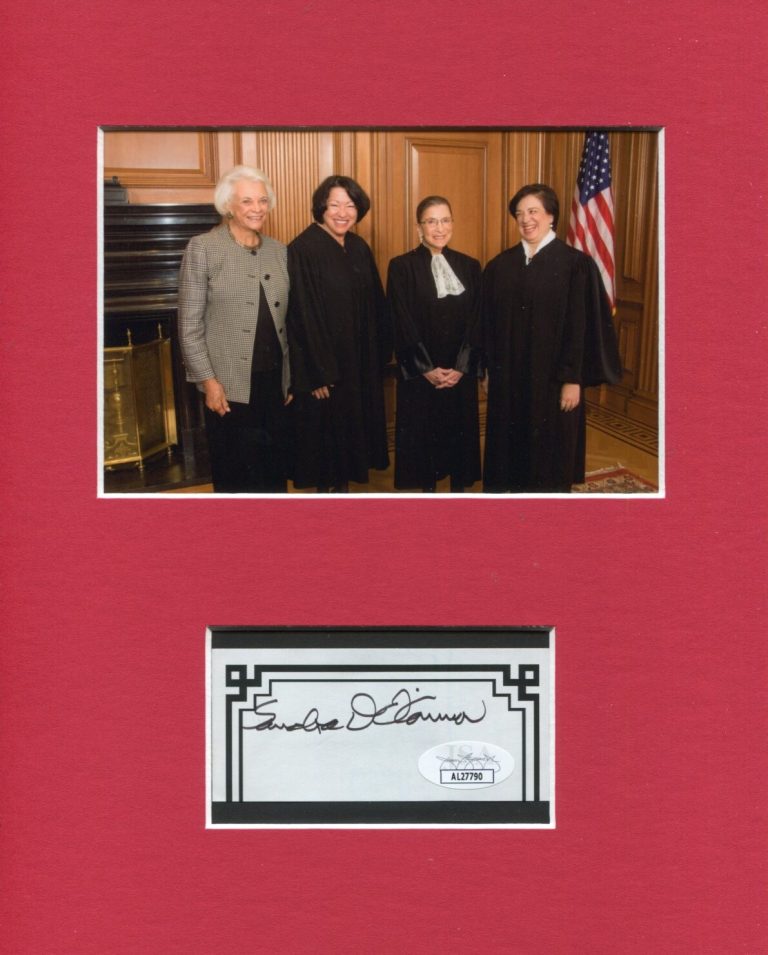 Sandra Day O'Connor Supreme Court Justice Signed Autograph Photo Display JSA RBG