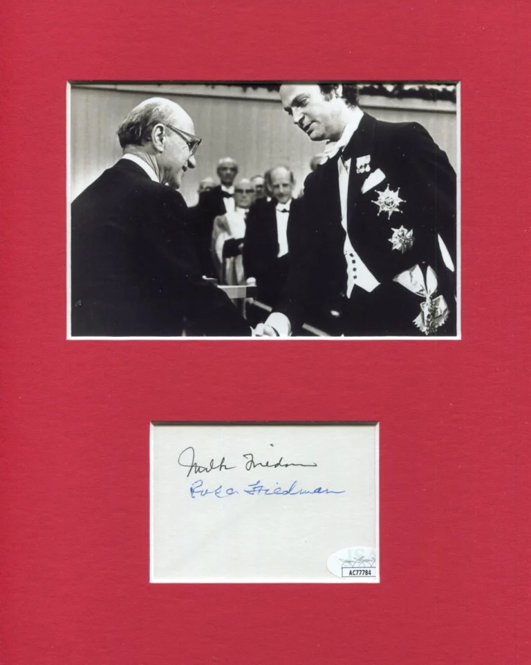 Milton Friedman Nobel Prize Economics No Free Lunch Signed Autograph Photo JSA