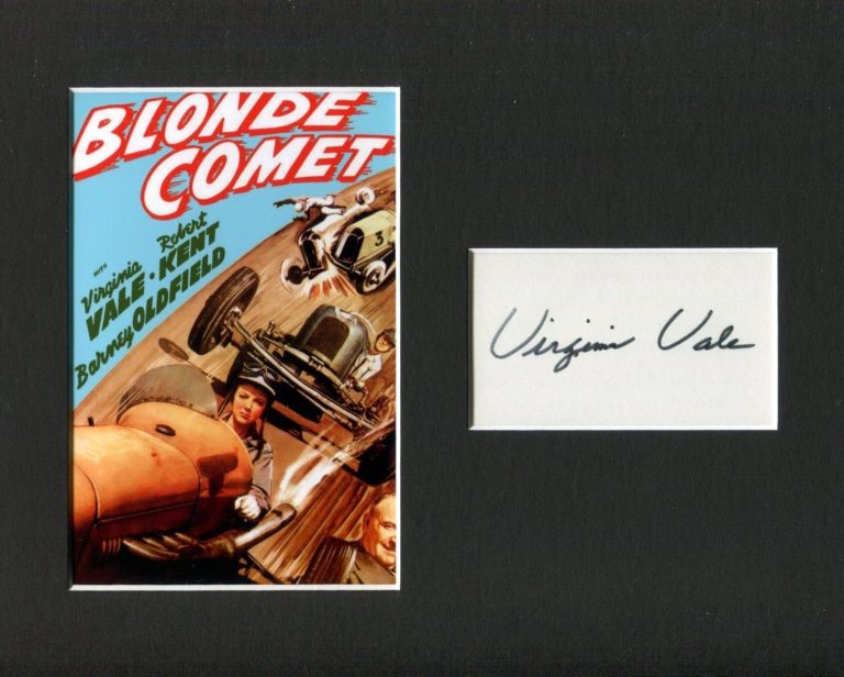 Virginia Vale Blonde Comet Racing Race Car Movie Signed Autograph Photo Display