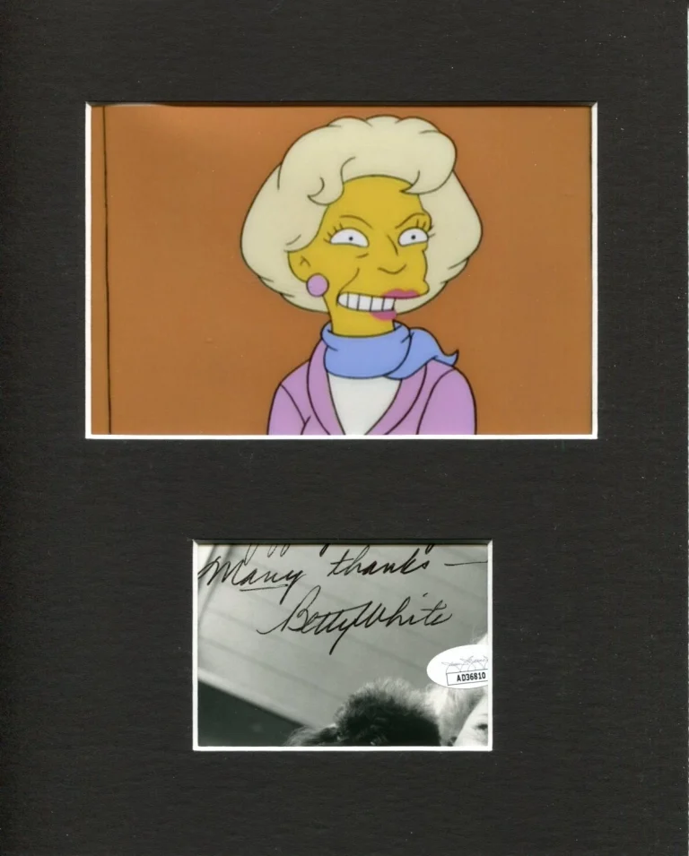Betty White Golden Girls The Simpsons Rare Signed Autograph Photo Display JSA