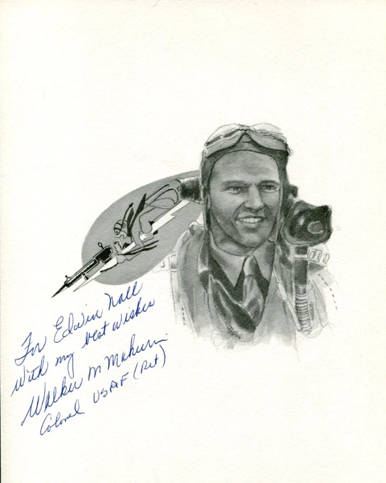 Colonel Walker Bud Mahurin WWII War Double Ace DSC DFC Signed Autograph Photo