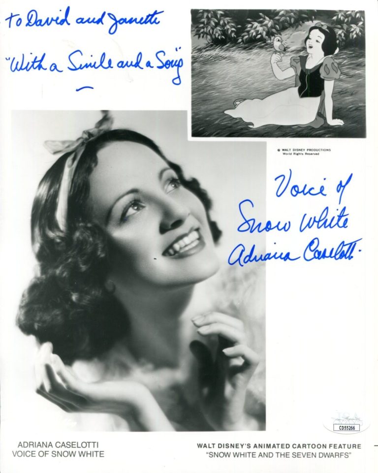 Adriana Caselotti Disney Voice Of Snow White Signed Autograph Photo JSA