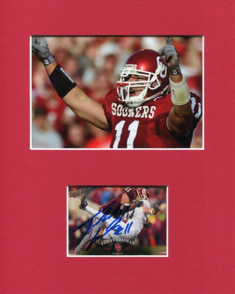 Teddy Lehman Oklahoma Sooners National Champs Signed Autograph Photo Display