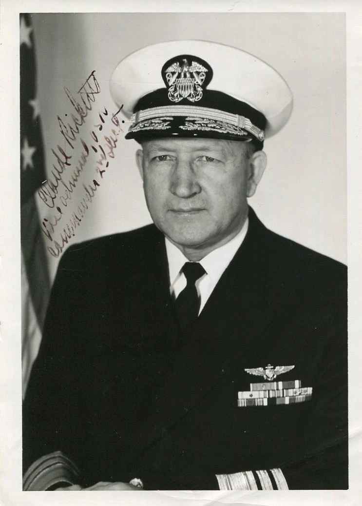 Admiral Claude V. Ricketts Vice CNO Pearl Harbor Survivor Signed Autograph Photo