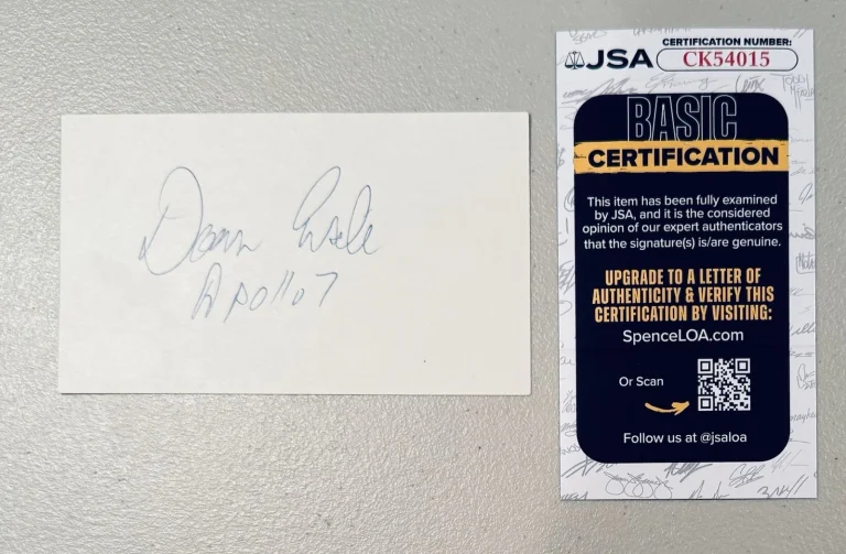 Donn Eisele Signed Autographed 3x5 Card w Apollo 7 Inscription JSA Cert NASA