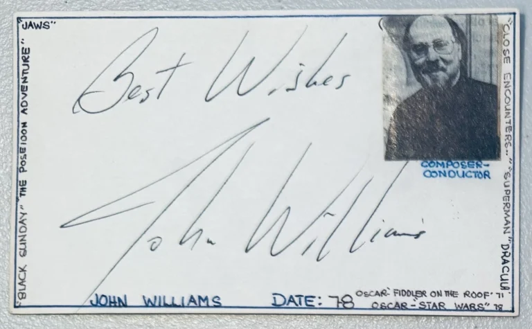 John Williams Vintage 1978 Signed Autographed 3x5 Card SWAU Cert Star Wars