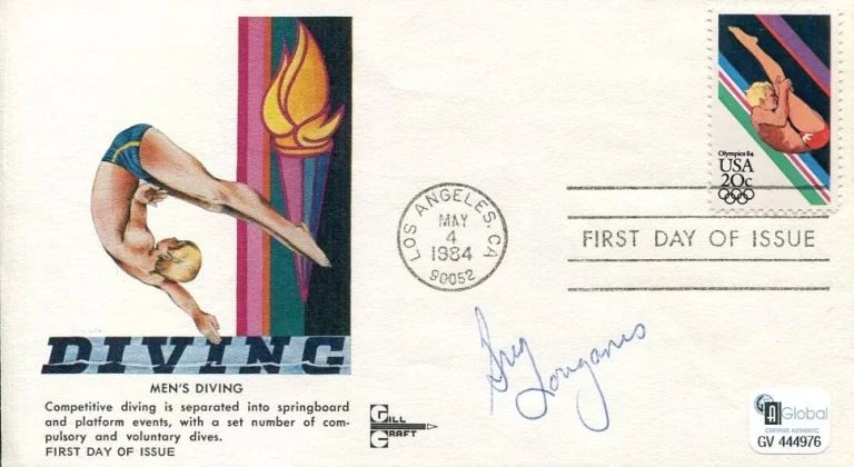 Greg Louganis US Olympic Gold Silver Medal Diver Signed Autograph FDC COA
